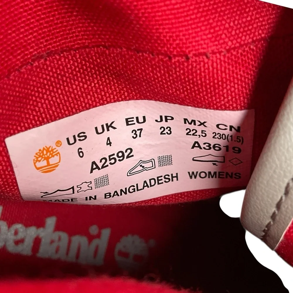 Timberland Carnaby Fold-Down Grey Red Boots Womens Size‎ 6 Waterproof Minimalist